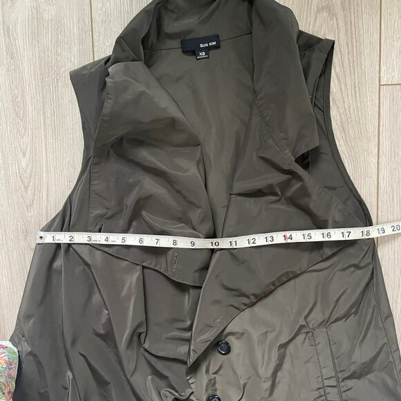Sun Kim Lagenlook Jenny Vest Ruched Asymmetrical Top Brown Size XS - Picture 6 of 6